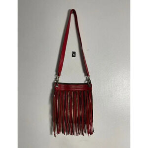 Leblu Boho Style Womens Leather Suede Shoulder Crossbody Bag Red